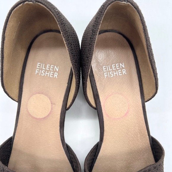 EILEEN FISHER Hallo Knit D'Orsay Pumps Womens 8.5 Brown Stacked Block Heel - Picture 5 of 11